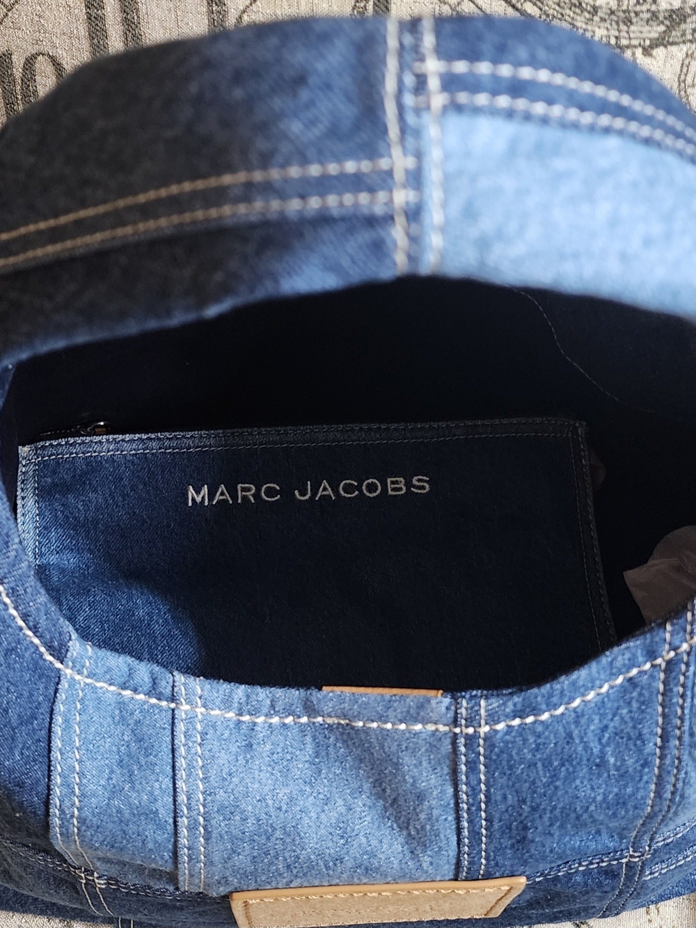 Marc Jacobs Nwt Large Patchwork Blue Denim 'The Sack Bag' Shoulder Tote - Picture 3 of 5